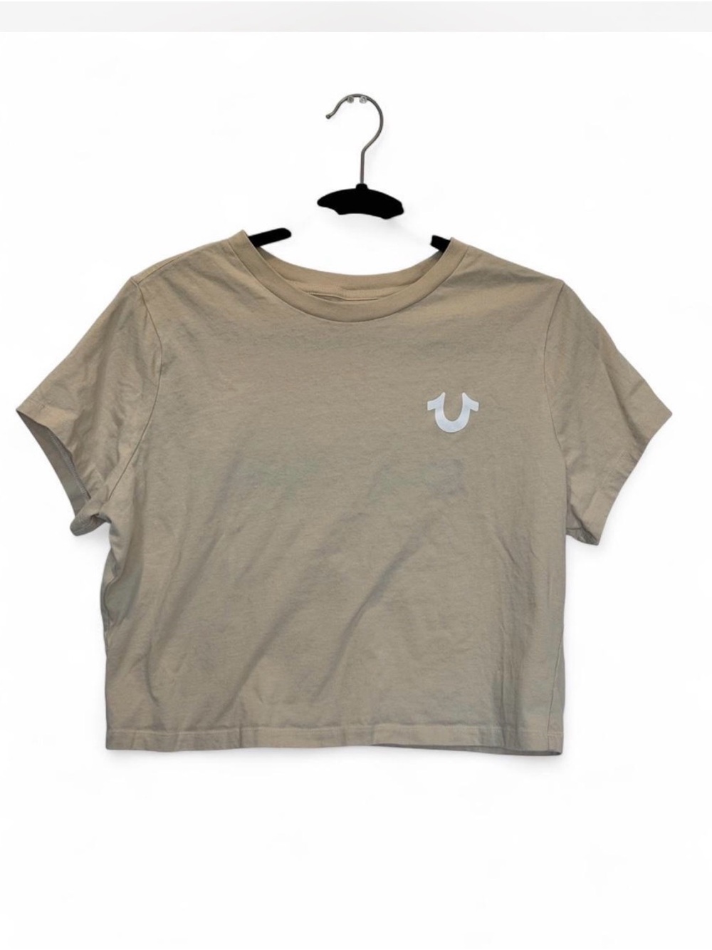 True Religion Cropped Graphic Tee Tan Size XL